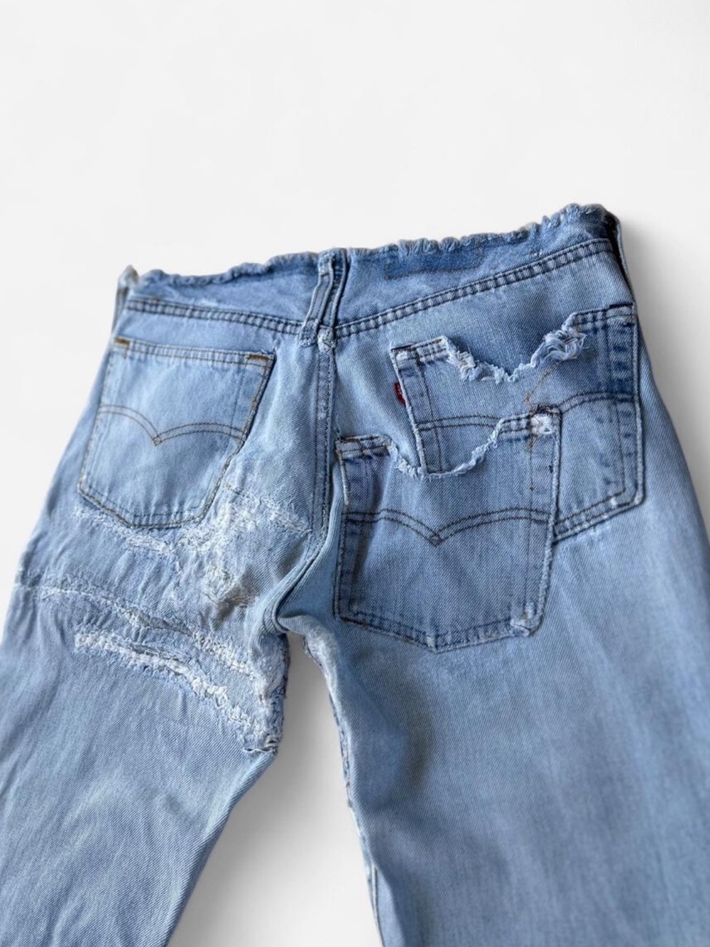 Levi's 501 Thrashed Reworked USA Jeans Woman's Size 28 ร 23.5 Button Fly Cropped
